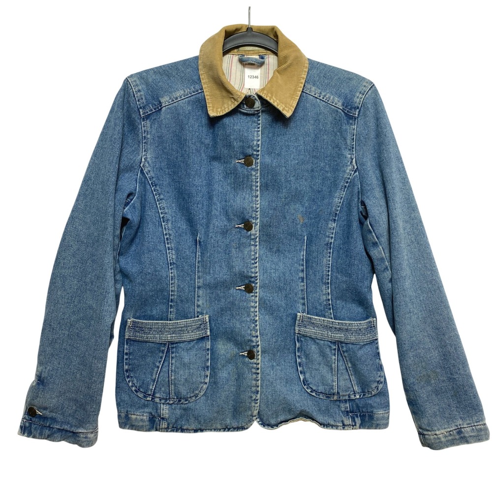 Territory Ahead Jacket Womens L Blue Barn Coat Corduroy Collar Button-Down